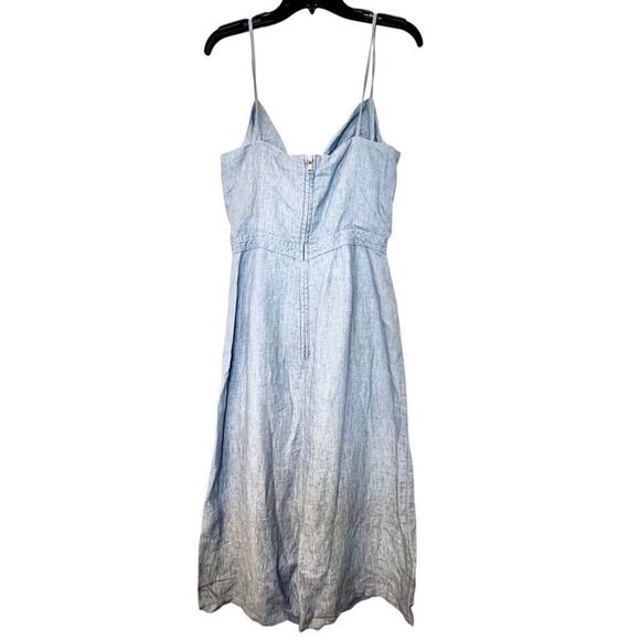 Topshop Chambray Bow Tie Cutout Front Sleeveless Sundress Blue Size 10 - Picture 2 of 5